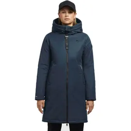 khujo Wintermantel "LISAD", Damen, Gr. XXL (44), blau (legion patrol), Web, , ca. Mitte Oberschenkel, Mäntel Wintermantel, mit Kapuze, hochschließender Kragen, aus Polyester und Polyamid