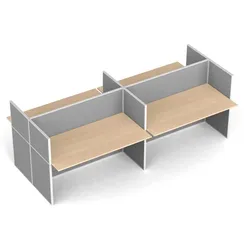 Tischtrennwand-Set mit Tisch PRIMO, Textil, 4 Plätze, Birke