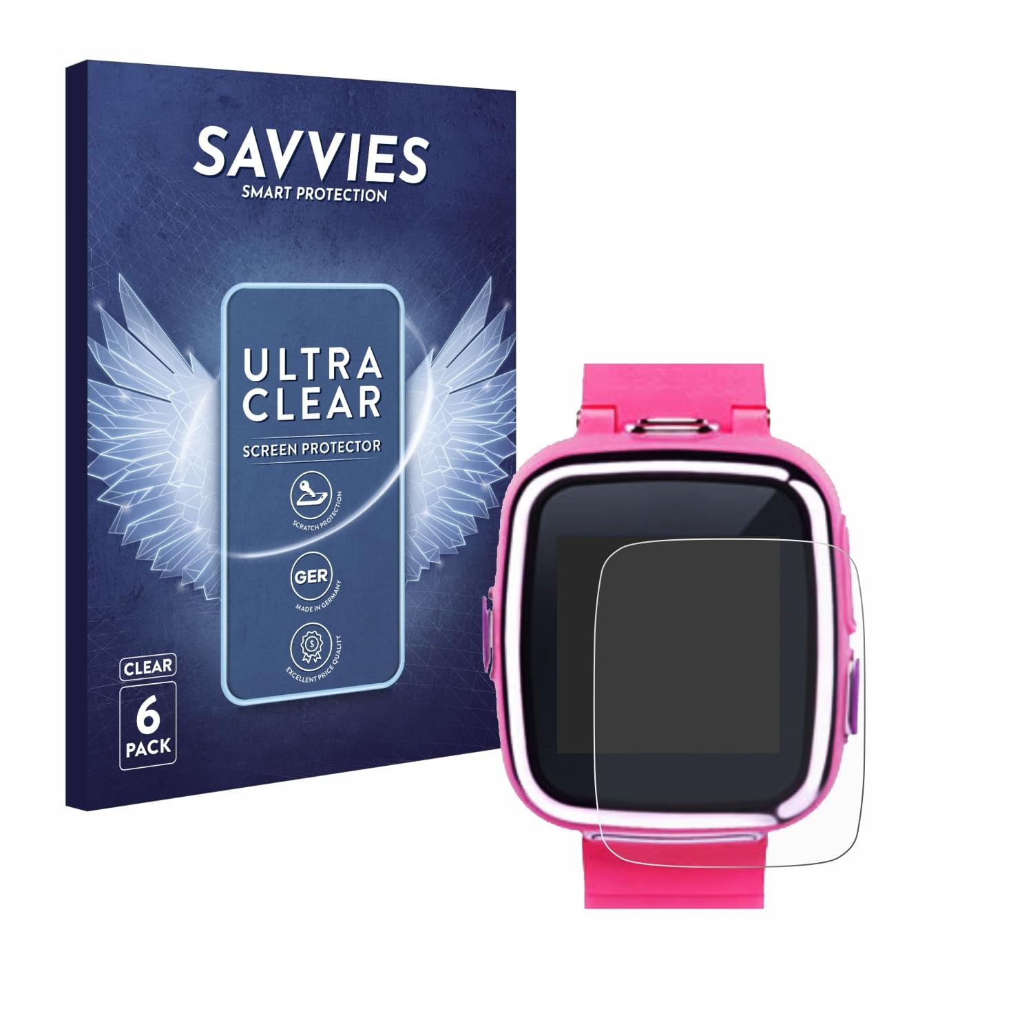 Savvies 6 Stück Schutzfolie für Vtech Kidizoom Smart Watch 2 Displayschutz-Folie Ultra-Transparent