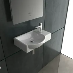 Alpenberger Waschbecken 45 cm Breite mit Überaluf - Handwaschbecken abweisend Badezimmer & Gäste WC