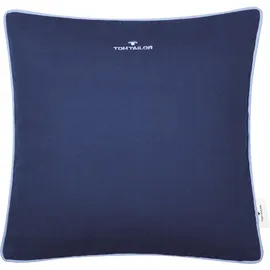 Tom Tailor Dekokissen TOM TAILOR HOME "Dove Signature" Gr. 1, blau (dunkelblau, navy, marine, unifarben), B:40cm H:0,5cm L:40cm, Baumwolle, Polyester, Dekokissen_Sitzkissen_Kissenhüllen, mit Paspel, Kissenhülle ohne Füllung, 1 Stück