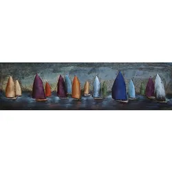 3D-Metallbild - Motiv: Segelboote - 50 x 180cm