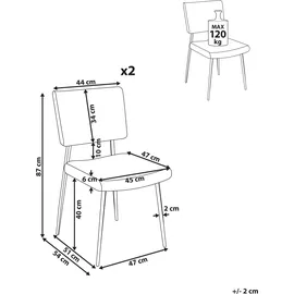 Beliani Esszimmerstuhl 2er Set STURGIS Cord Olivgrün