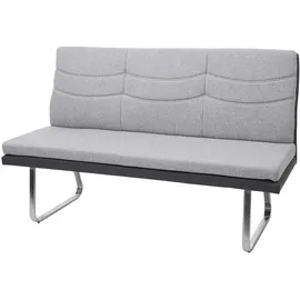 Mendler Set 2x Esszimmerstuhl+Sitzbank HWC-G54, Bank Küchenstuhl Stuhl, Stoff/Kunstleder Edelstahl ~ grau Bank 160cm