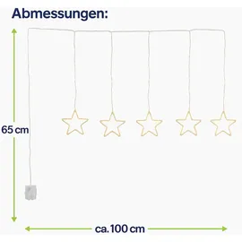 Gravidus LED Sternenvorhang warmweiß 100 LEDs Batteriebetrieb Timer 100x65cm