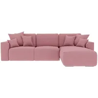 Carryhome Ecksofa, Rosa, Textil, 3-Sitzer, Ottomane rechts, L-Form, 293x195 cm, Stoffauswahl, Liegefunktion, seitenverkehrt erhältlich, Rücken echt, Wohnzimmer, Sofas & Couches, Wohnlandschaften, Ecksofas