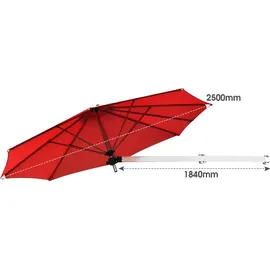 Costway Wandschirm Ø 250 cm Rot