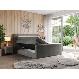 MKS Meble Boxspringbett Dunkelgrau, Textil, 2-Sitzer, H4, Rechteckig, 180x200 cm, Schlafzimmer, Betten, Boxspringbetten