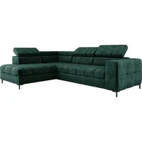 PABLO Ecksofa 279x201 cm Mit Schlaffunktion, Bettkasten, Verstellbaren Kopfstützen, Samtigem CLOUD-Stoff, Pflegeleicht Mit EASY CLEAN-Technologie,... - Grün
