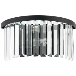 Licht-Erlebnisse Wandleuchte OSTROWO Schwarz Transparent Kristall Metall