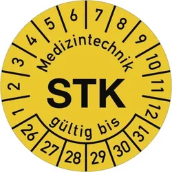 Dreifke® Prüfplakette Medizintechnik STK 2026-2031, Polyesterfolie, Ø 30 mm, 10 Stk./Bog.