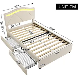 lanki international gmbh Polsterbett 90 x 200 cm Beige