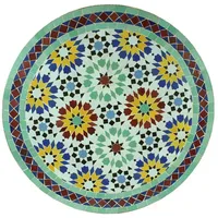 Casa Moro Gartentisch Mediterraner Gartentisch Mosaiktisch Ankabut Ø 60 cm rund (mit Gestell Höhe 73 cm, Bistrotisch Mosaik-Beistelltisch Balkontisch), Kunsthandwerk aus Marokko grün