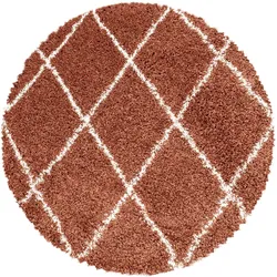 Hochflor-Teppich AYYILDIZ TEPPICHE "ALVOR 3401", orange (terra), H:50mm Ø:200cm, Polypropylen (PP), Teppiche