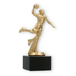 Pokal Kunststofffigur Basketballspieler goldmetallic auf schwarzem Marmorsockel 19,0cm