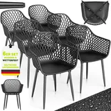 tillvex Gartenstuhl 6er Set 6 x 60 x 90 cm schwarz