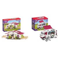 SCHLEICH 42344 Reiterhof mit Reiterin, Pferden und Zubehör & 42439 Mobile Tierärztin mit Hannoveraner Fohlen , ab 5 Jahren, Horse Club - Spielset, 37 Teile