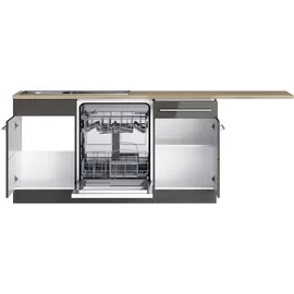 kochstation Winkelküche L-Form 220 x 270 cm grau