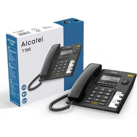 Alcatel T56 - Schnurgebundenes Festnetztelefon - Digitales Display - Freisprechfunktion - Anrufprotokoll - Wahlwiederholungstaste - 4 Direktwahltasten - Schwarz