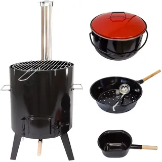 Lemodo Gulaschkanone, Raketenofen mit Gulaschtopf, Glühweinkocher Grillgitter