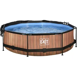 EXIT TOYS Wood Pool 300 x 76 cm inkl. Filterpumpe und Sonnensegel