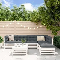VidaXL 7-tlg. Garten-Lounge-Set Weiß Massivholz Kiefer