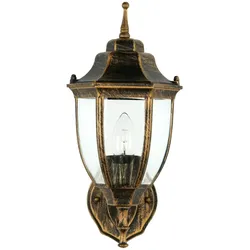 Licht-Erlebnisse Außenwandleuchte LYON Rustikal in Schwarz Kupfer IP44 E27 Wandlampe Hof Garten Terrasse LYON, CX321-24-15