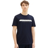 TOM TAILOR T-Shirt mit Label-Print, Marine, L