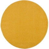 Sanat Teppich »Uni«, rund, robuster Kurzflorteppich, große Farbauswahl, gelb