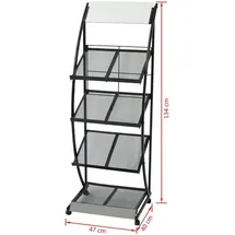 vidaXL Zeitschriftenständer 47 x 40 x 134 cm Schwarz und Weiß A4