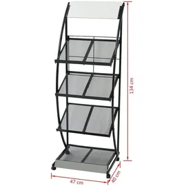 vidaXL Zeitschriftenständer 47 x 40 x 134 cm Schwarz und Weiß A4