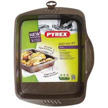 Pyrex Asimetria Auflaufform, rechteckig Stahl Schokobraun, Schokoladenbraun, 35 x 27 cm