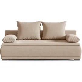 werk2 Schlafsofa WERK2 "Biggi komfortabel & elegant, Schlaffunktion, Bettkasten, Breite 206 cm", beige, B:206cm H:88cm T:91cm, 100% Polyester, Sofas, Schlafsofa, inkl. losen Kissen, Struktur fein, weich BREEZE, Beige