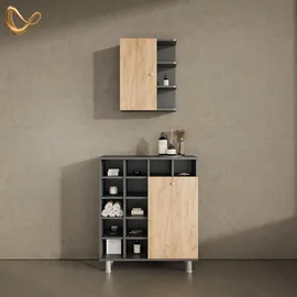 livinity Livinity® Badschrank, Fucino, Anthrazit/Goldkraft Eiche, 47.2 x 59.2 cm