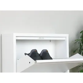 VCM ebuy24 Pisa Schuhschrank mit 8 Klappen in Metall Weiẞ