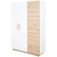 roba Kinderkleiderschrank Lion 132 x 200 cm Eiche massiv weiß