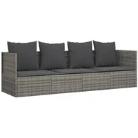 vidaXL Polyrattan Outdoor Loungebett grau inkl. Kissen 319564