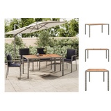 vidaXL Gartentisch mit Holzplatte Grau Poly Rattan & Massivholz Akazie