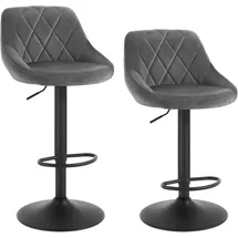Woltu Barhocker 2er Set, Barstuhl, Gute gepolsterte Sitzfläche aus Samt, Höhenverstellbar, Drehbar, Dunkelgrau