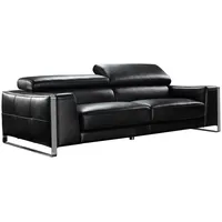 Salottini 3-Sitzer XL 3er Sofa Andrea 3-Sitzer Leder Couch Ledersofa, bewegliche Kopfstützen schwarz