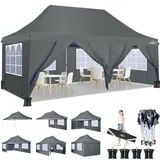 3x6m Pavillon, COBIZI Faltpavillon 3x6 Wasserdicht Stabil mit 6 Seitenteilen,Upgrade-Hochdach und Tragetasche, Gartenpavillon Partyzelt für Garten, Party, Festival, Hochzeit, UV80+