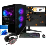 dcl24.de dcl24 Gaming PC Set AMD Ryzen 7 7800X3D, RTX4070 Super 12GB - 1000GB SSD, 32GB DDR5, Gamer PC mit 8x5.0 GHz, WLAN, 27" Monitor, Maus, Tastatur, Windows 11 Pro