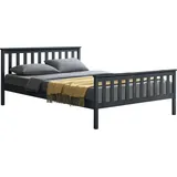 [en.casa] Holzbett 180x200cm Dunkelgrau mit Hohem Kopfteil und Lattenrost Bettgestell Bett Kiefernholz Doppelbett Ehebett - Grau