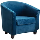 Meigeh Sesselbezug Samt Sesselschoner 2 Stück Sesselhusse Stretch Sesselüberwurf Schonbezüge Cocktailsessel für Tullsta Stuhl Pfauenblau