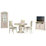 Xlmoebel Esszimmer-Set Esszimmer Essplatz Stuhl RTV Eckschrank Ensemble Set, (Set 6tlg.Esszimmer (Esstisch+3xStuhl+RTV+Eckvitrine), Hergestellt in Europa beige