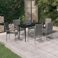 vidaXL Garten-Essgruppe 7-tlg. Grau/Schwarz