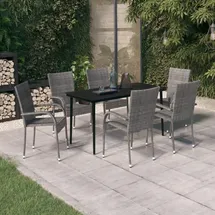 vidaXL Garten-Essgruppe 7-tlg. Grau/Schwarz