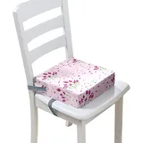 Chickwin Zerlegbar Sitzerhöhung Stuhl Tragbar Sitzkissen Lavendelmuster Kind Baby Tragbares Boostersitze Kleinkind Esszimmerstuhl Stuhlkissen Sitzerhöhung Kissen für Esstisch (Rosa,32x32x8cm)