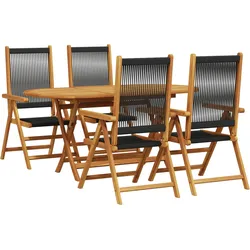vidaXL Faltbarer Gartentisch 5 pcs Schwarz