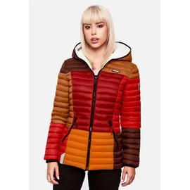 Navahoo Damen Übergangsjacke Colorblocking leichte Steppjacke mit Kapuze Multikulti Multicolour Autumn Leaves Gr. XXL - XXL